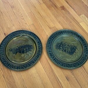 Vintage hammered plate wall plaques (2)